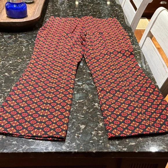 Maeve Black Pants with Red and Orange Floral Design - Picture 4 of 4